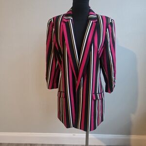 Striped Women's Blazer - Pink, Black, White